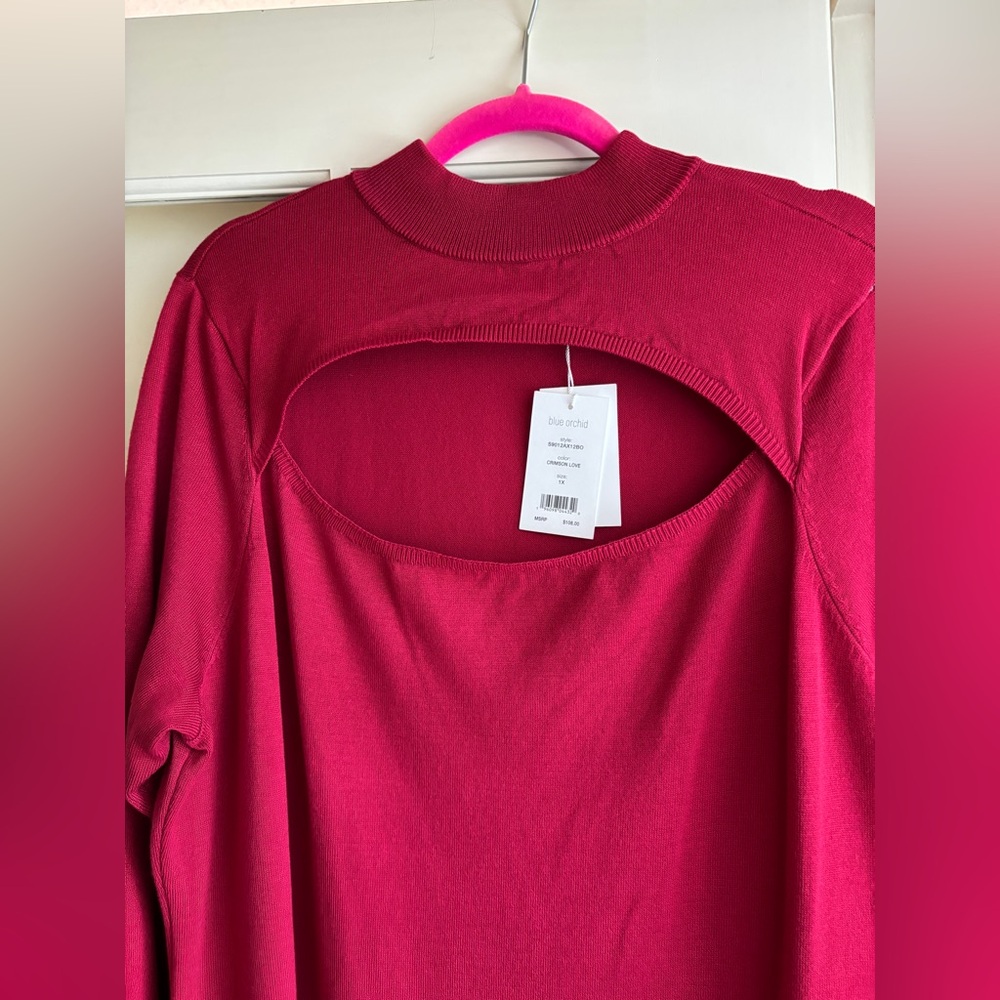 Blue orchid plus size red midi sweater dress with cut out